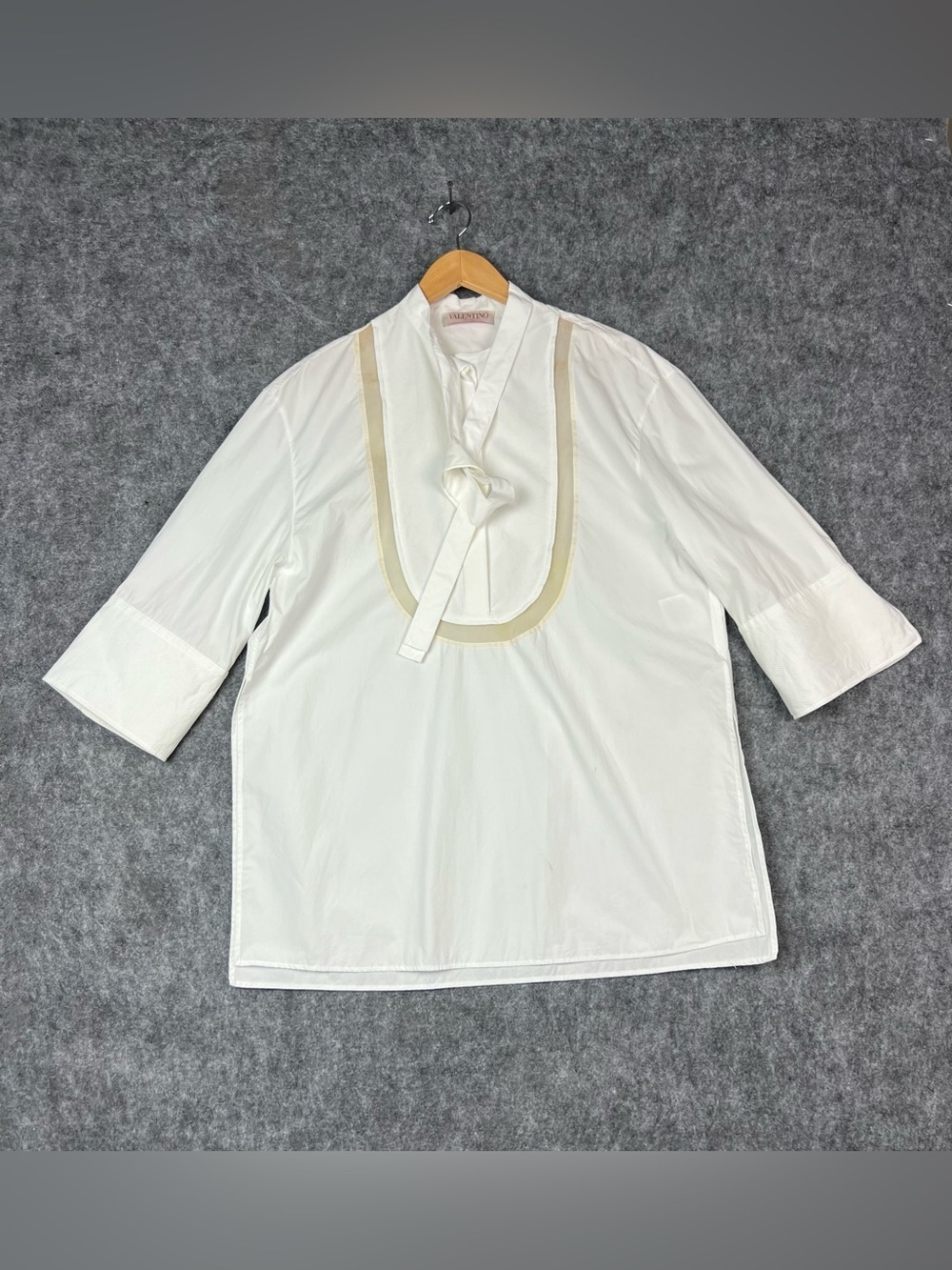 Valentino Blouse White Garment with Red Embroidered Small Stain US XL EURO 44